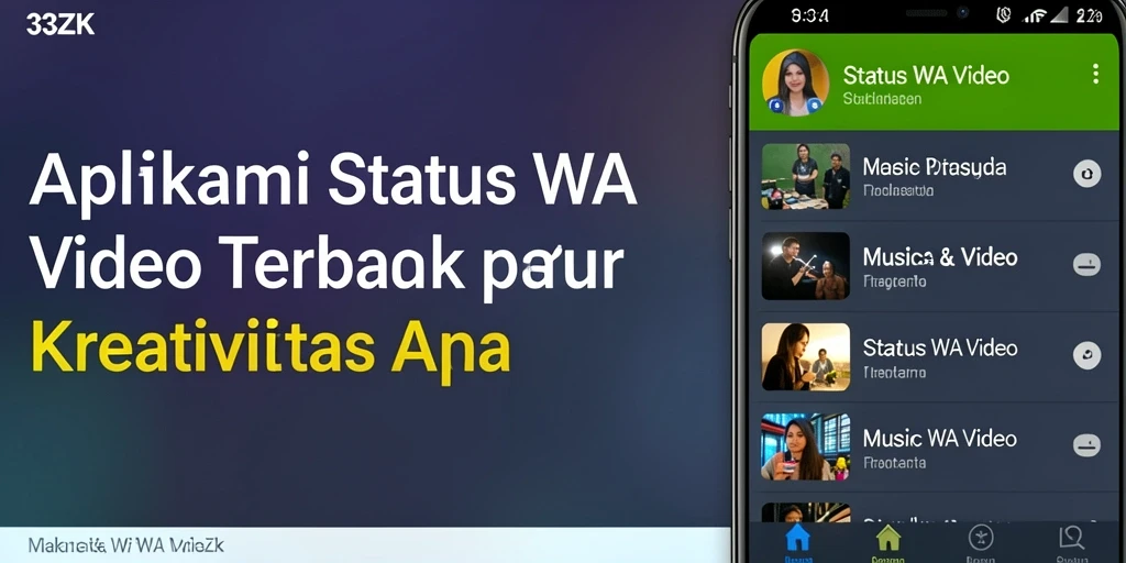 Antarmuka aplikasi 33ZK untuk mengedit status WA video.