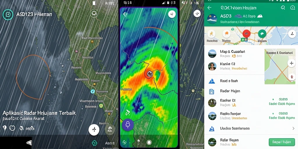 Antarmuka intuitif aplikasi Radar Hujan ASD123 menunjukkan peta curah hujan.