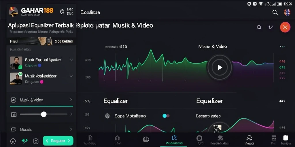 Antarmuka GAHAR188 dengan pengaturan equalizer yang mudah digunakan.
