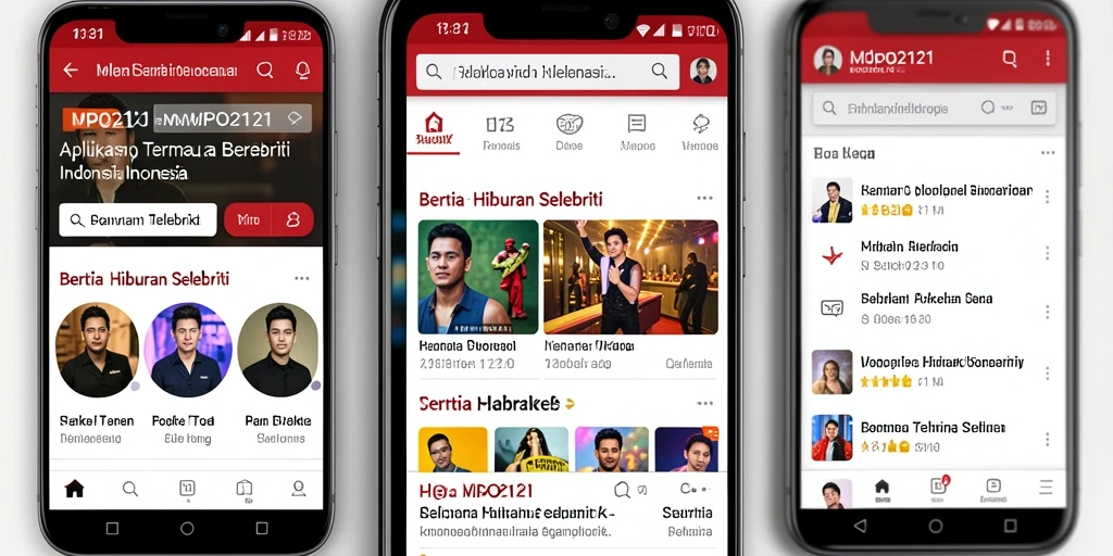 Tampilan antarmuka aplikasi MPO2121 untuk berita hiburan selebriti.